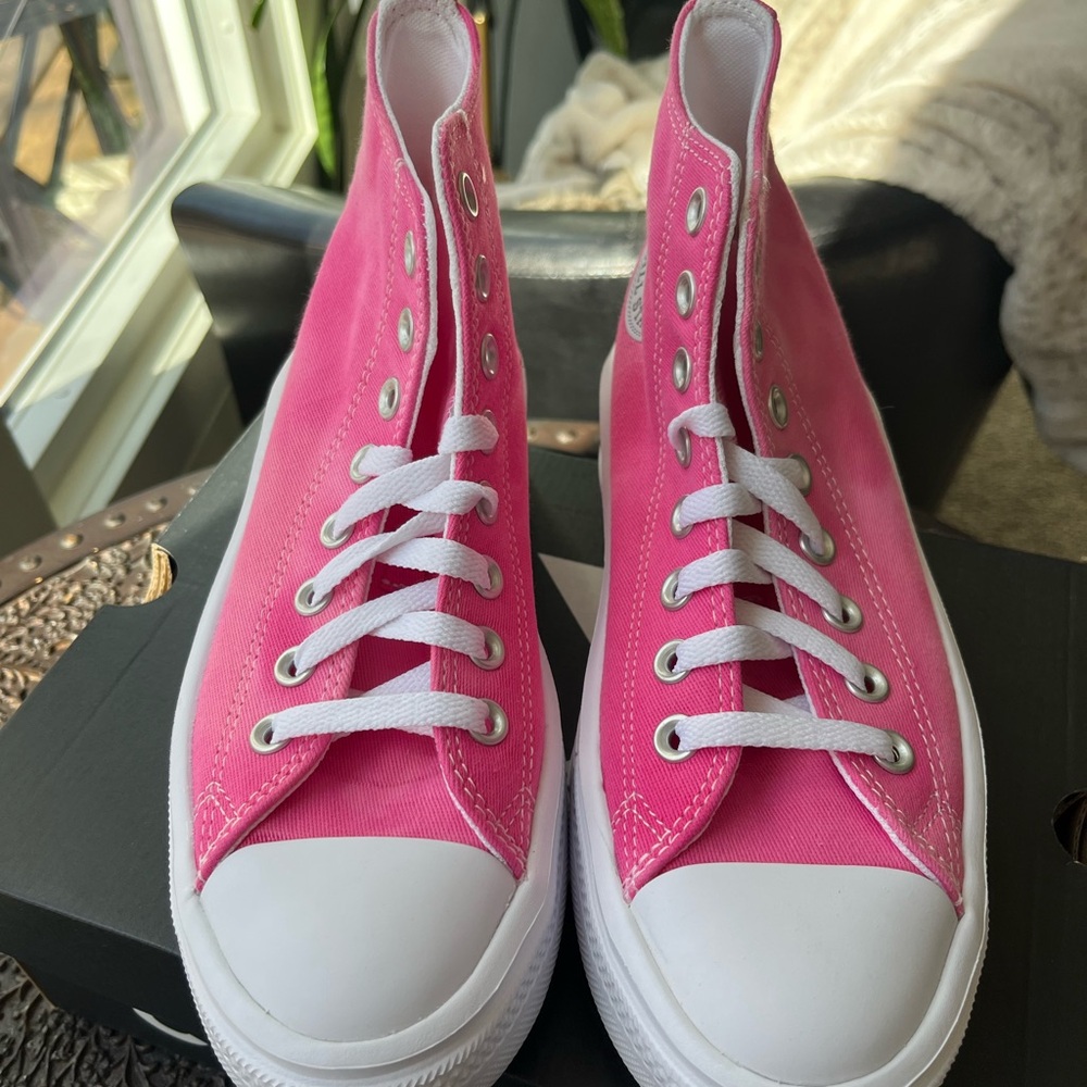 CONVERSE ALL STAR CHUCK TAYLOR MOVE PLATFORM SNEAKERS FUCHSIA CHAOS 5.5 7.5 - Picture 10 of 11